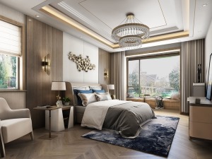 典雅温馨充满了整个卧室，色彩简洁明快，软装搭配得当。