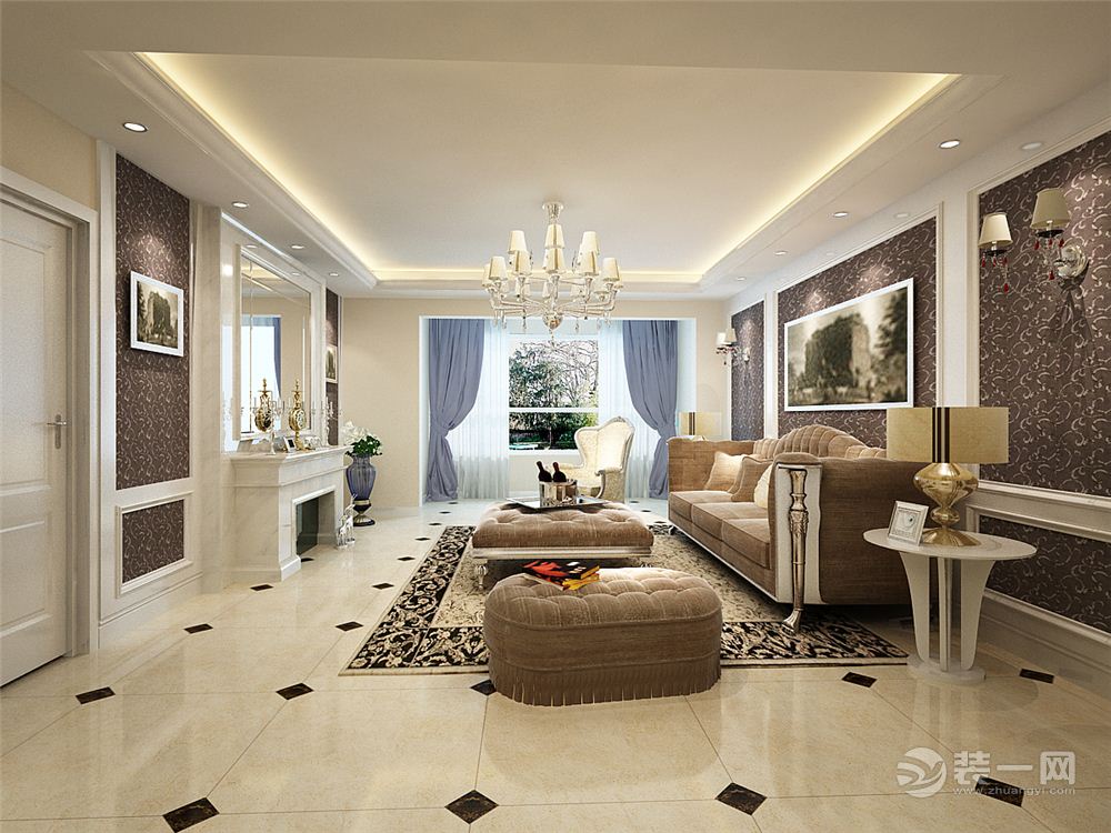 广州亚运城140平米三居室简欧风格客厅效果图