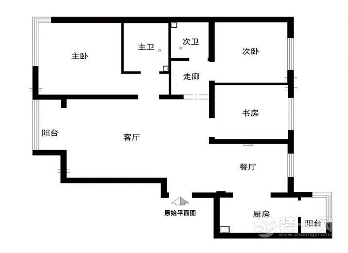 广州农林华府110平米三居室简约风格原始平面图