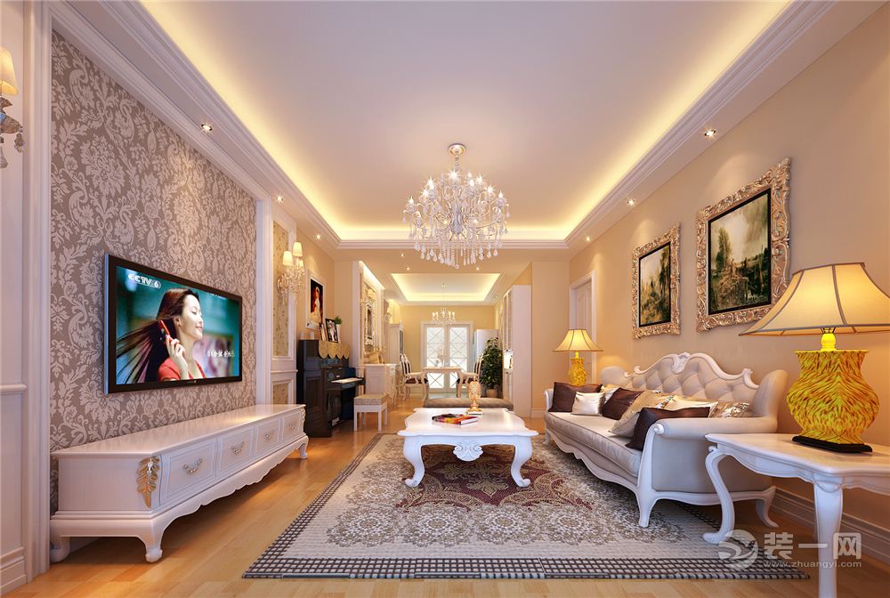 广州星汇文宇140平米三居室简欧风格客厅效果图