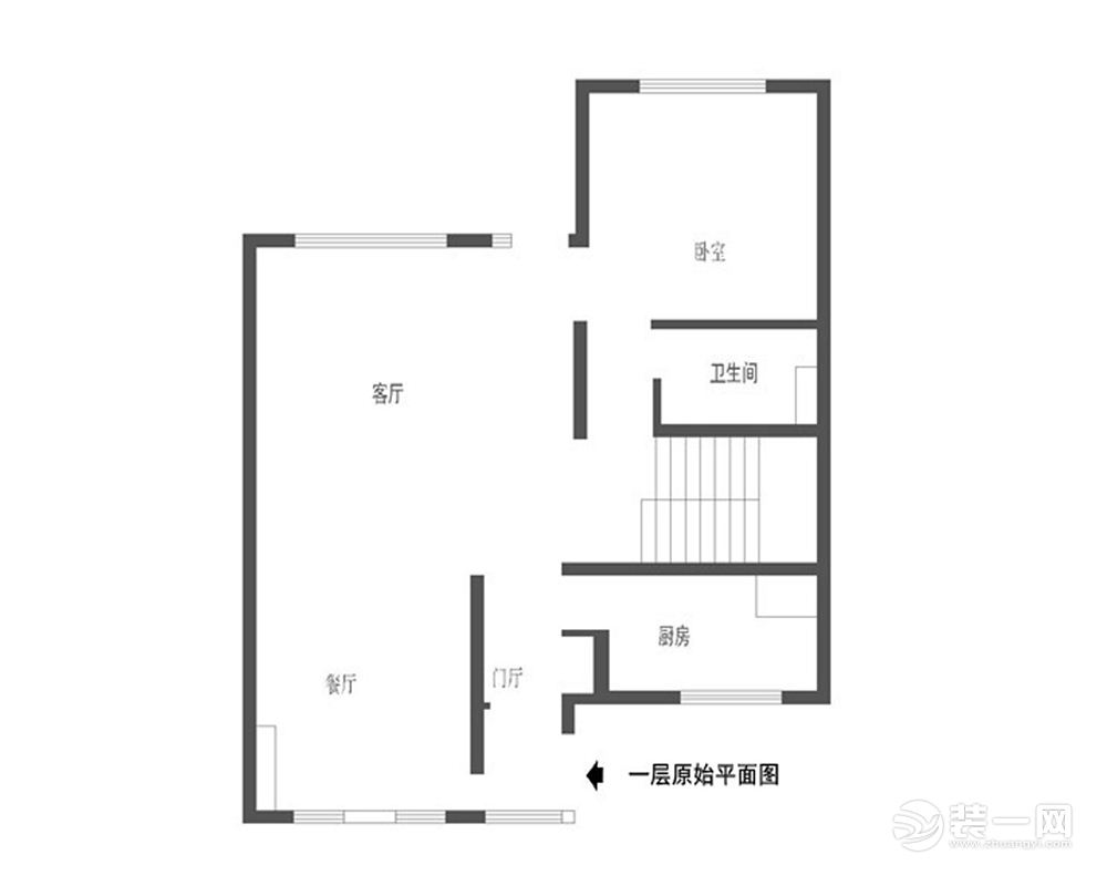 广州海伦春天300平米别墅简约风格一层原始平面图