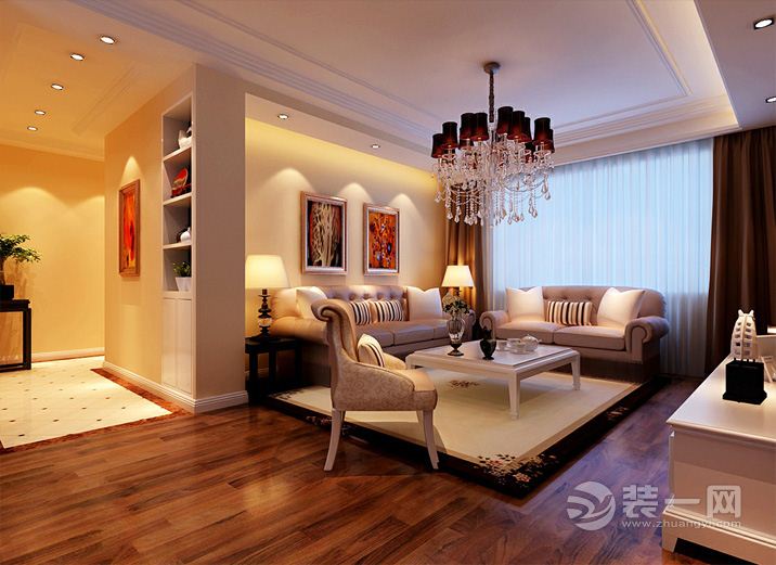 广州盈创水悦轩107平米三居室欧式风格客厅效果图