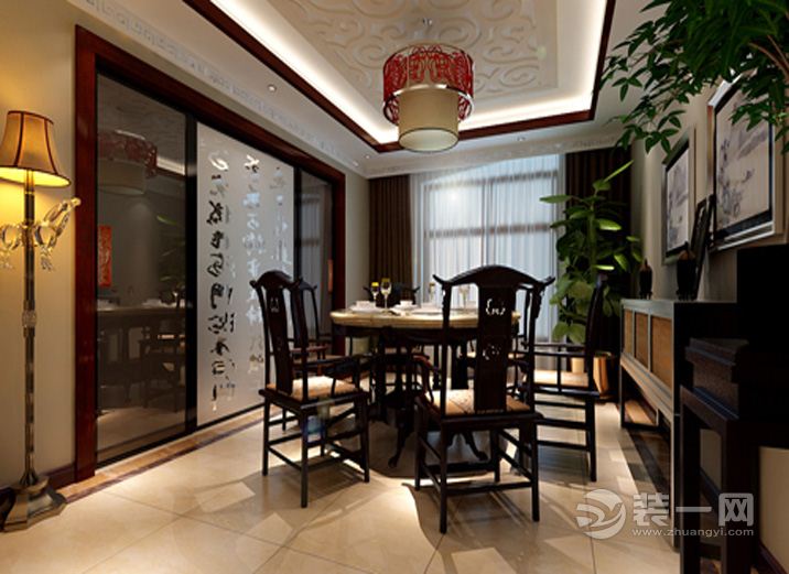 广州富基广场124.9平米三居室新中式风格餐厅
