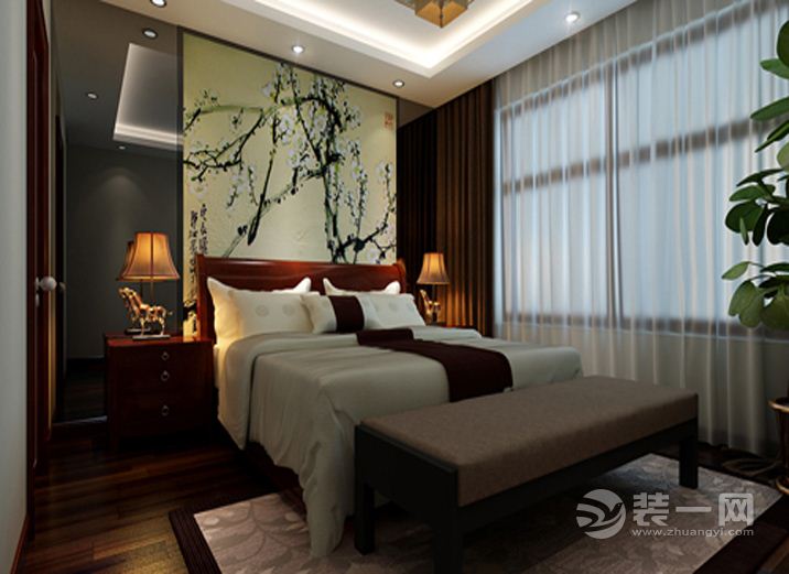 广州富基广场124.9平米三居室新中式风格卧室