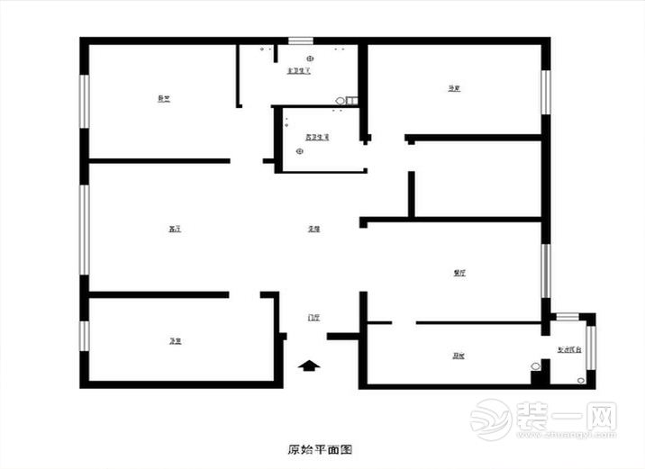 广州尚东阳光126平米三居式简欧风格原始平面图