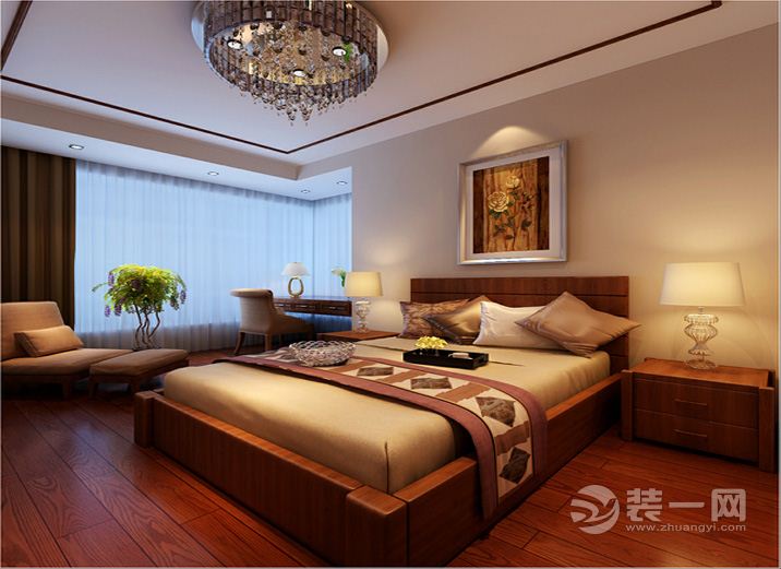 广州御景壹号130平米三居室中式风格卧室效果图