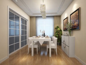 广州东江首府130平三居室现代风格餐厅效果图