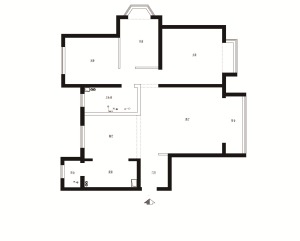 广州东江首府130平三居室现代风格CAD图原始平面图