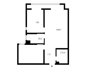 广州尚上名筑105平米三居室现代简约风格原始平面图