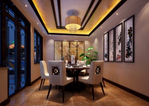 广州雅居乐别墅204平米新中式风格餐厅效果图