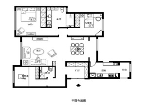 广州盈创水悦轩107平米三居室欧式风格平面布置图