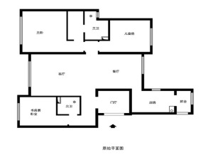广州金地公园上城129平米三居室新古典风格原始平面图