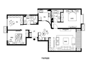 广州云山晓苑130平米三居室地中海风格平面布置图