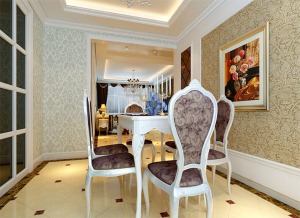 广州尚东阳光126平米三居式简欧风格餐厅效果图
