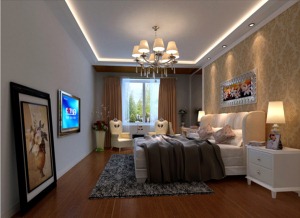 广州金湾明珠143平米四居室简约风格主卧室效果图