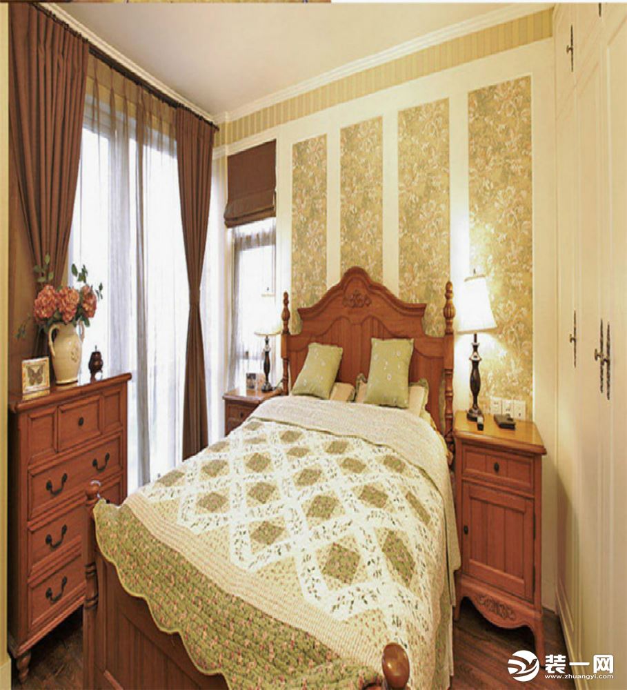 天怡美装饰—金科世界城  80平  美式风格卧室案例效果图