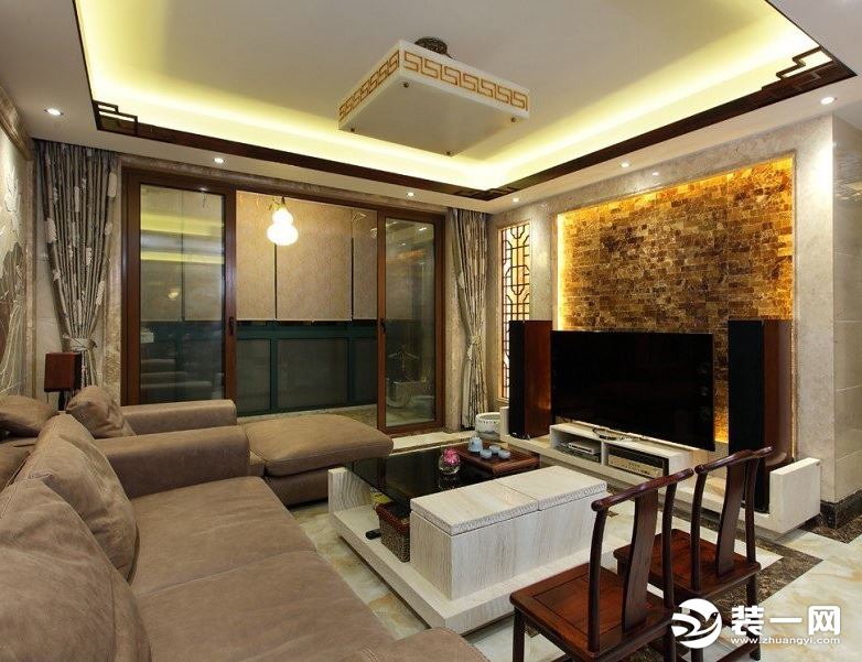 重庆天怡美装饰—鲁能星城  新中式风格 130平方客厅装修效果图