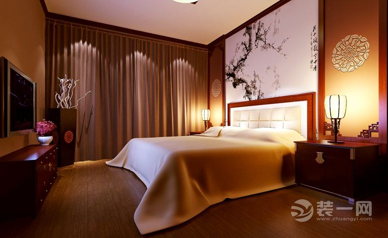 豪美湖景湾-中式风格-155㎡卧室装修图片