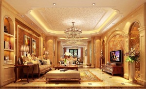 恒大银湖城-欧式风格-240㎡客厅装修图片