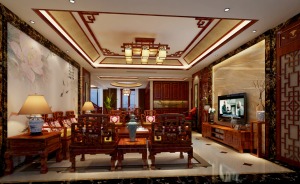 慧峰豪庭-新中式风格-235㎡客厅装修图片