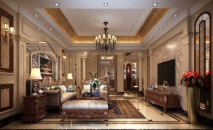 金世纪豪园-欧式风格-190㎡客厅装修图片