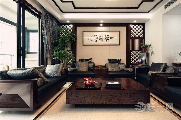 中铁山水时光 89平 三居室 造价9万 中式风格 客厅
