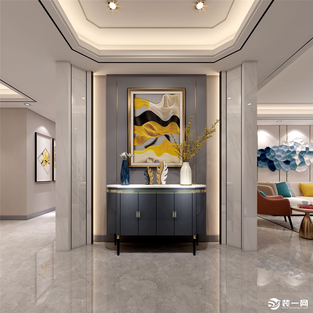 金品家园170平米新中式风格设计效果图玄关设计