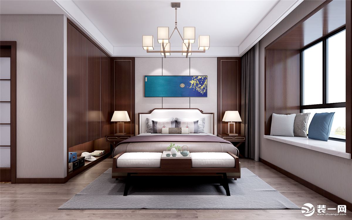 金品家园170平米新中式风格设计效果图主卧设计