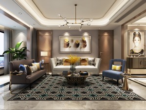华远枫悦125平米港式设计之沙发背景
