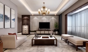 金品家园170平米新中式风格设计效果图客厅设计