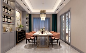 金品家园170平米新中式风格设计效果图餐厅设计