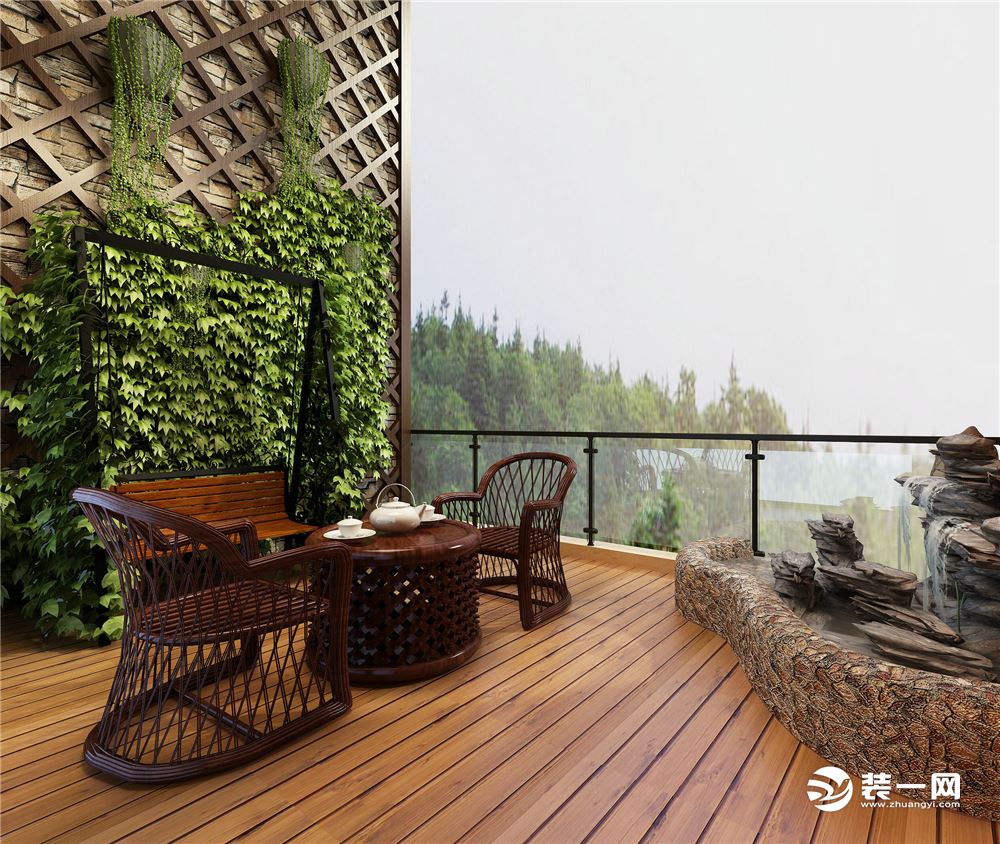 珠海中海银海湾别墅200平欧式风格露台