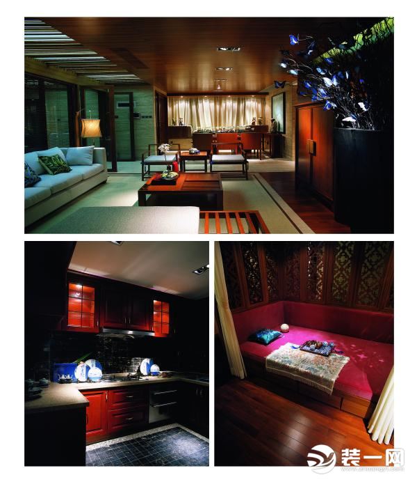 珠海时代廊桥藏清庭居三居室91平中式风格客餐厅