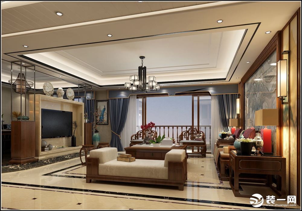 珠海翠湖香山三居室120平中式风格客厅