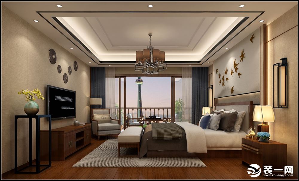 珠海翠湖香山三居室120平中式风格卧室