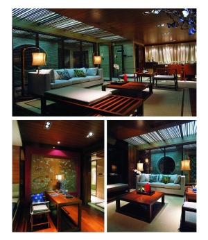 珠海时代廊桥藏清庭居三居室91平中式风格室内全景