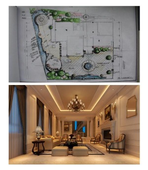 珠海澜怡居三居室100平法式风格客厅