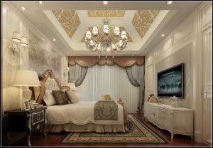 220平别墅中式风格卧室装修效果图