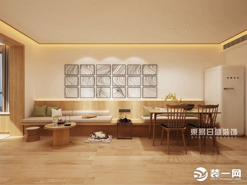 滨湖国际130㎡装修案例：日式风格客厅装修设计效果图