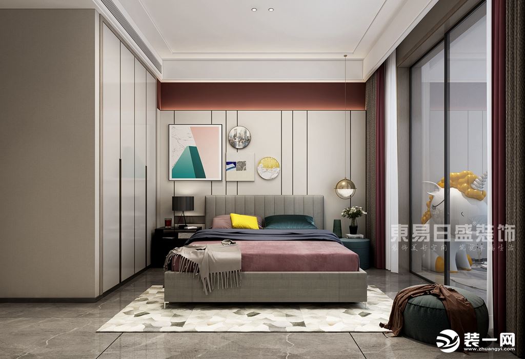 郑州东易日盛装修案例：新中式风格卧室装修效果图