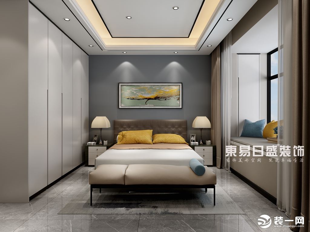 郑州东易日盛装修案例：现代轻奢风格卧室装修效果图