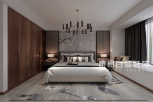 郑州东易日盛国瑞城新中式风格卧室装修案例效果图