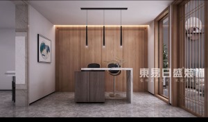 郑州家装公司东易日盛装修案例：新中式风格吧台装修效果图