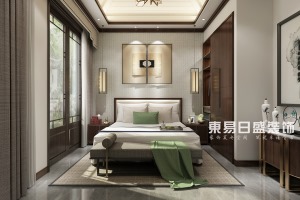 东易日盛新中式风格装修案例：新中式卧室装修效果图
