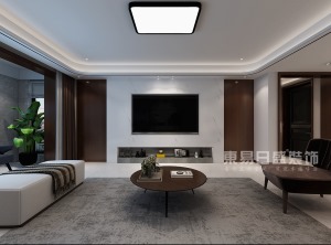 新中式风格装修案例：新中式客厅电视背景墙装修效果图