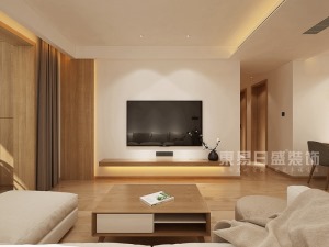 滨湖国际日式风格110平米装修案例：日式风格客厅电视背景墙装修设计