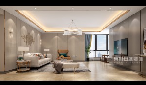 郑州东易日盛装修案例：现代轻奢风格客厅装修效果图