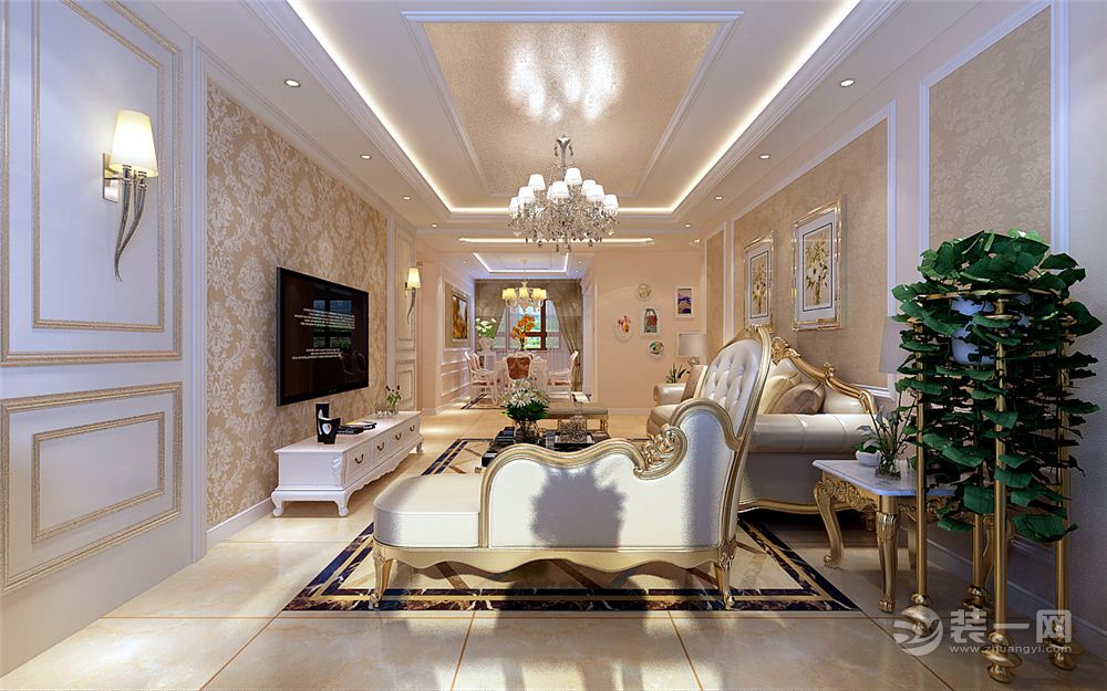 哈尔滨善上居119平米三居室欧式风格客厅