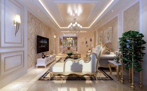 哈尔滨善上居119平米三居室欧式风格客厅