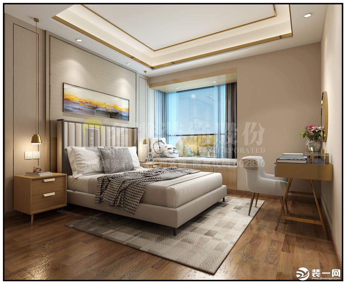 东莞合汇中央广场-现代风格-平层-126㎡-半包12万-卧室装修效果图